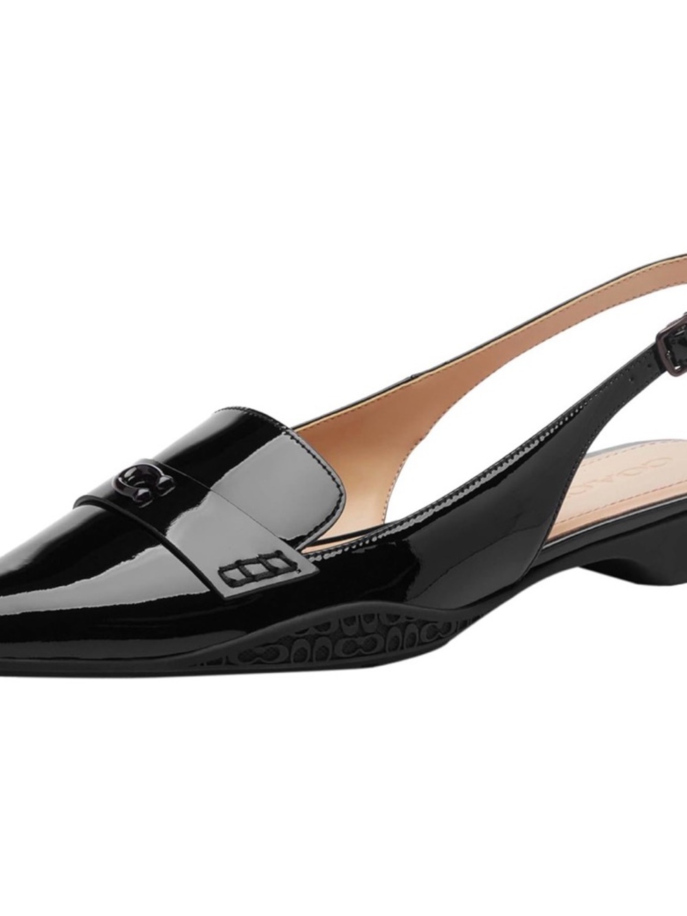 Coach Black Patent Slingback Loafer Mule